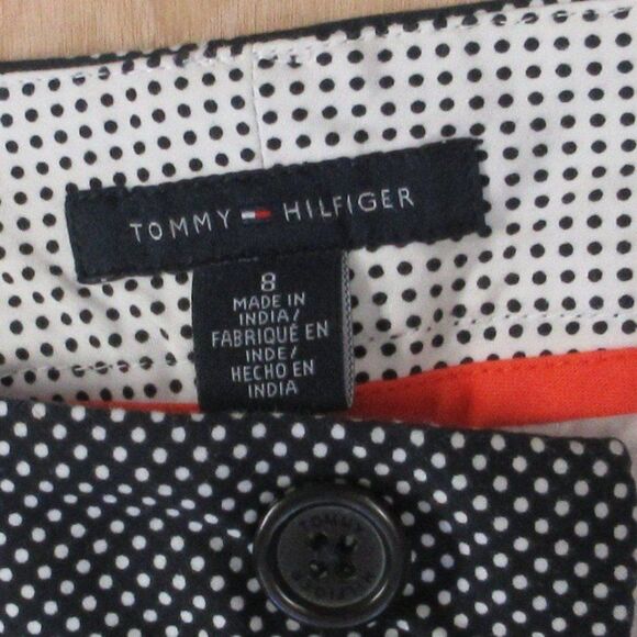 TOMMY HILFIGER Bermuda Shorts Women's Size 8 Black White Polka Dot Skimmer Capri - Picture 3 of 10
